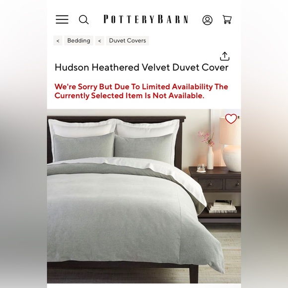 POTTERY BARN HUDSON HEATHERED VELVET DUVET COVER - KING /CALIFORNIA KING - Picture 3 of 5